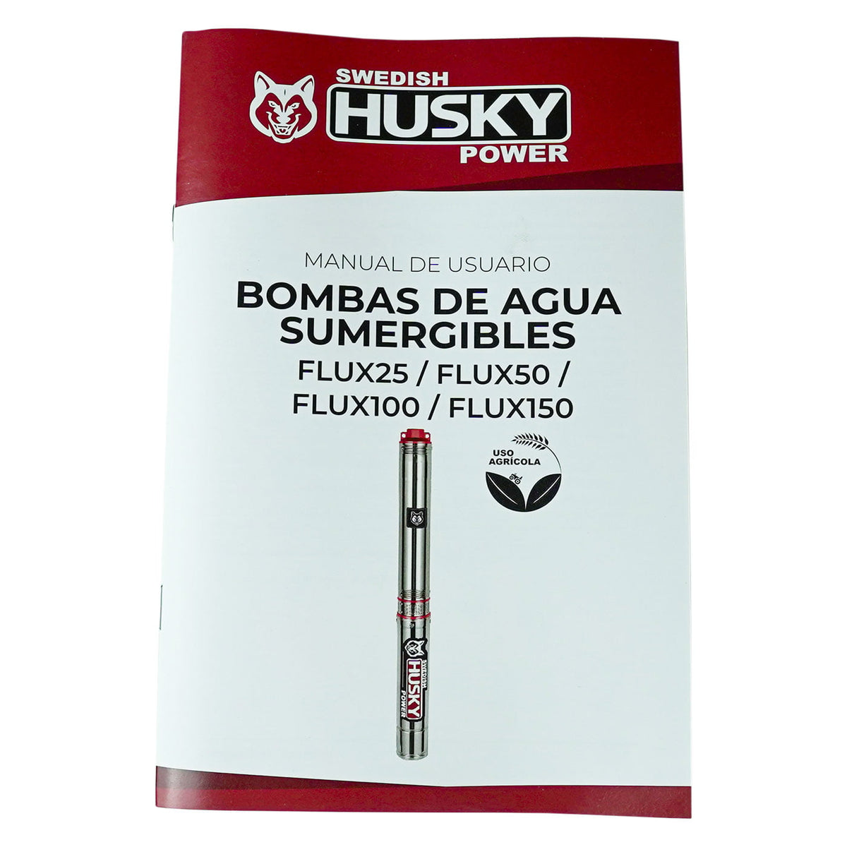 Bomba sumergible Husky Power FLUX100 de 1 HP, manual de usuario.