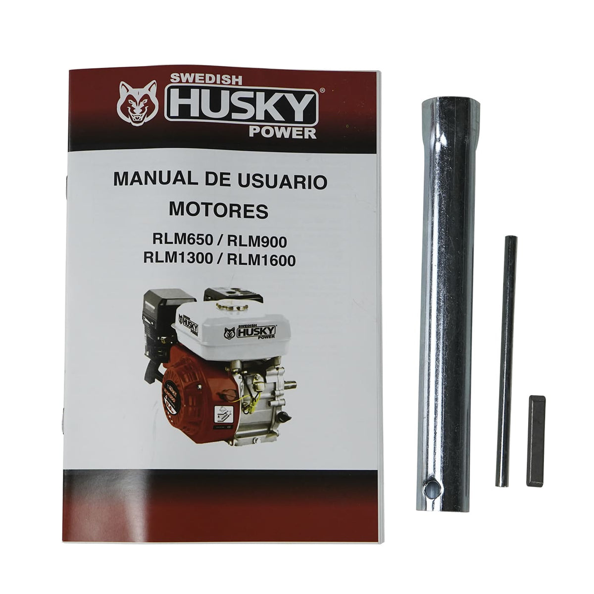 Motor a gasolina Husky Power RLM900 de 9 HP, manual y accesorios.