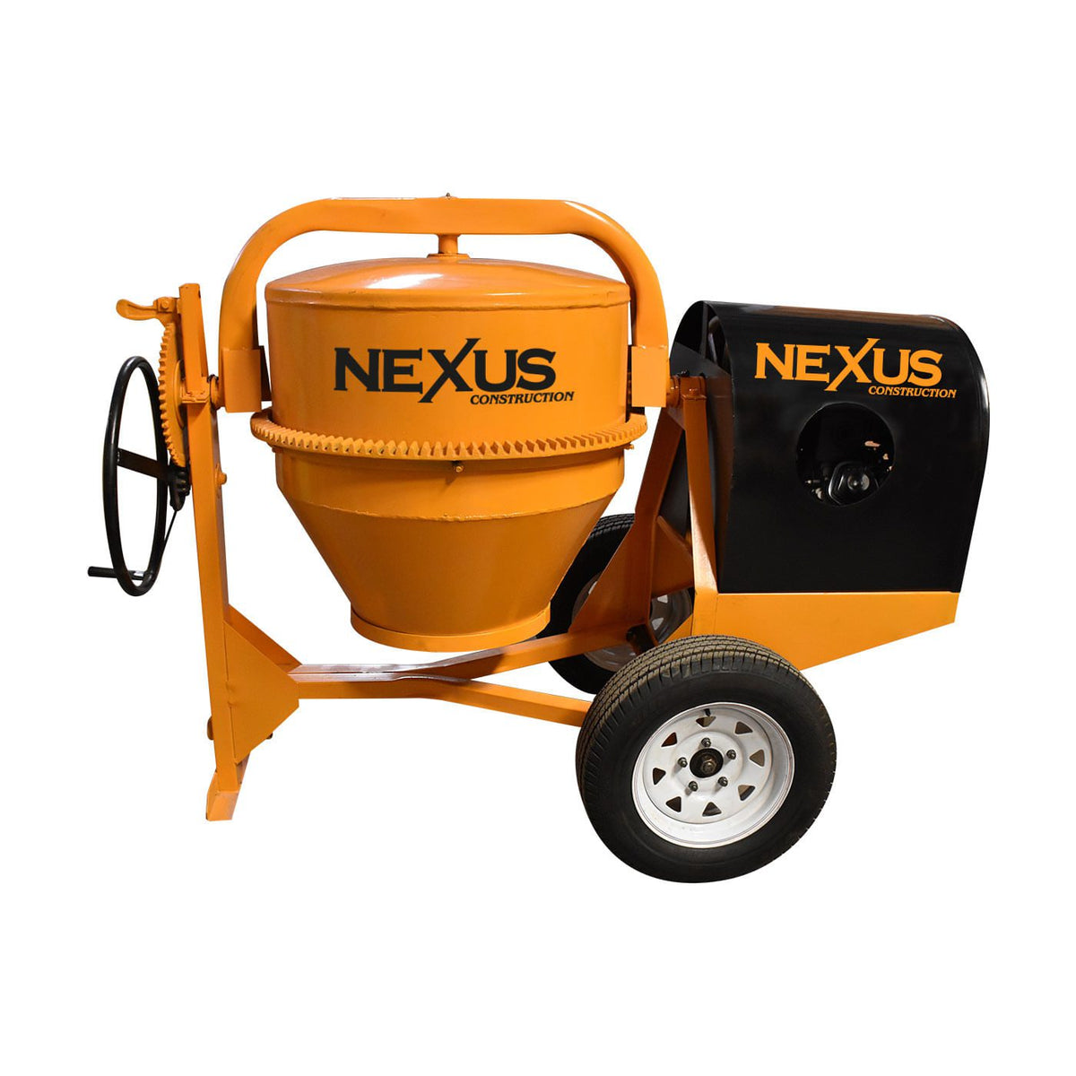 Revolvedora de concreto Nexus NEXHSK9 de 1 saco con motor Husky 9 HP, vista lateral.