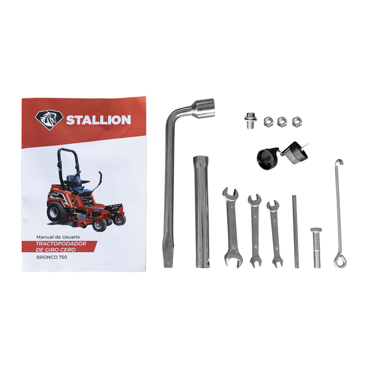 Manual, herramientas y accesorios del tractor podador Stallion BRONCO750.