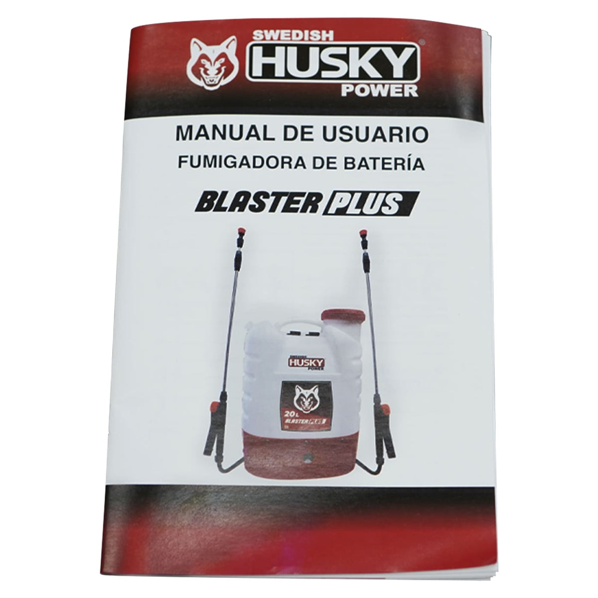Aspersora eléctrica Husky Power BLASTERPLUS de 20 L con dos lanzas, manual de usuario.