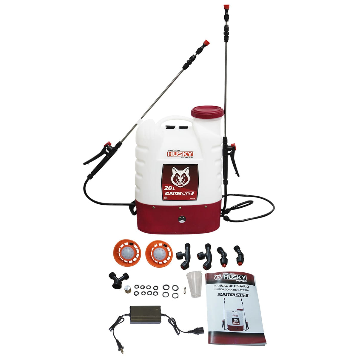 Aspersora eléctrica Husky Power BLASTERPLUS de 20 L con dos lanzas, kit completo.