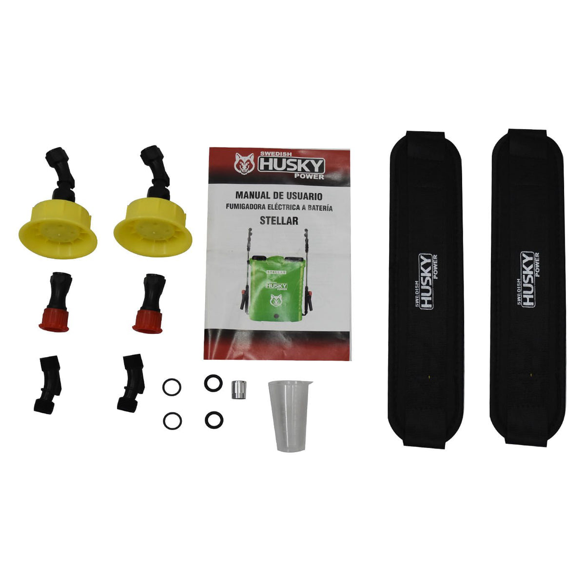 Aspersora eléctrica Husky Power STELLAR de 18 litros con doble lanza, accesorios incluidos.