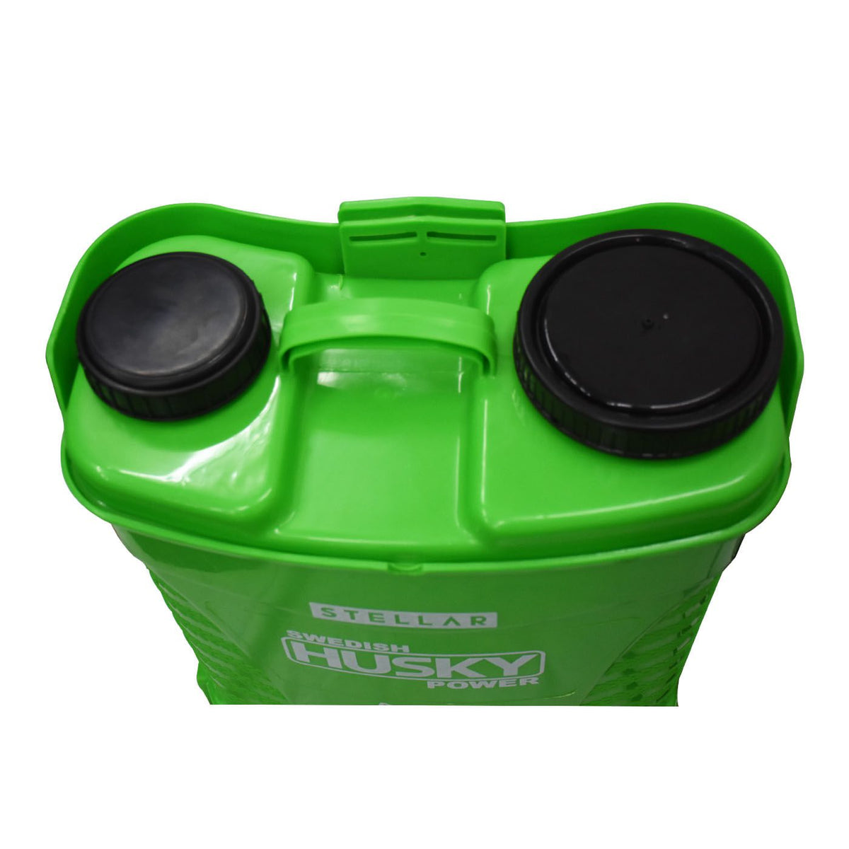 Aspersora eléctrica Husky Power STELLAR de 18 litros con doble lanza, detalle del tanque.