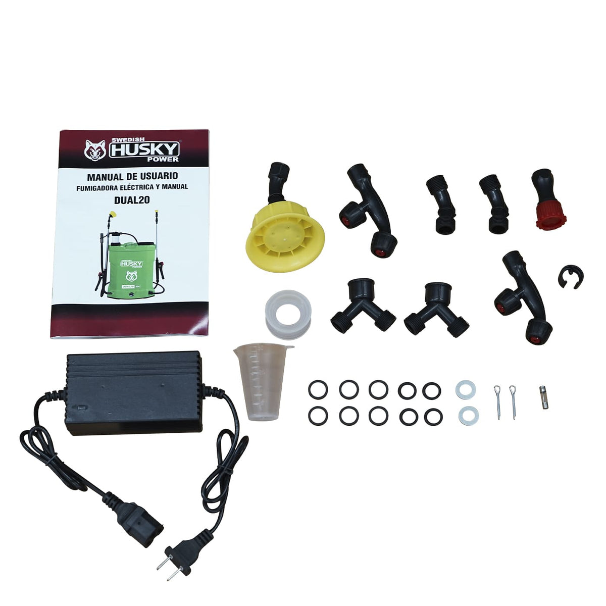 Aspersora eléctrica y manual Swedish Husky Power DUAL20 de 20 litros, accesorios incluidos.