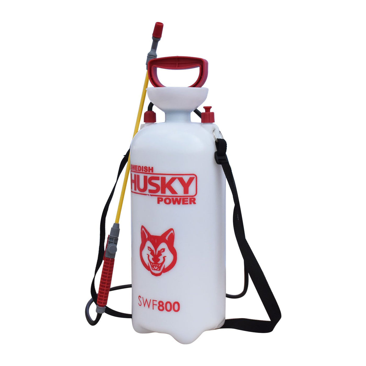 Aspersora manual Husky Power SWF800 de 8 L, vista en tres cuartos.