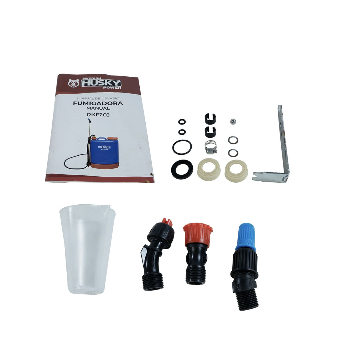 Aspersora manual Raiker RKF20J de 20 L con bomba de bronce, conexiones y accesorios.