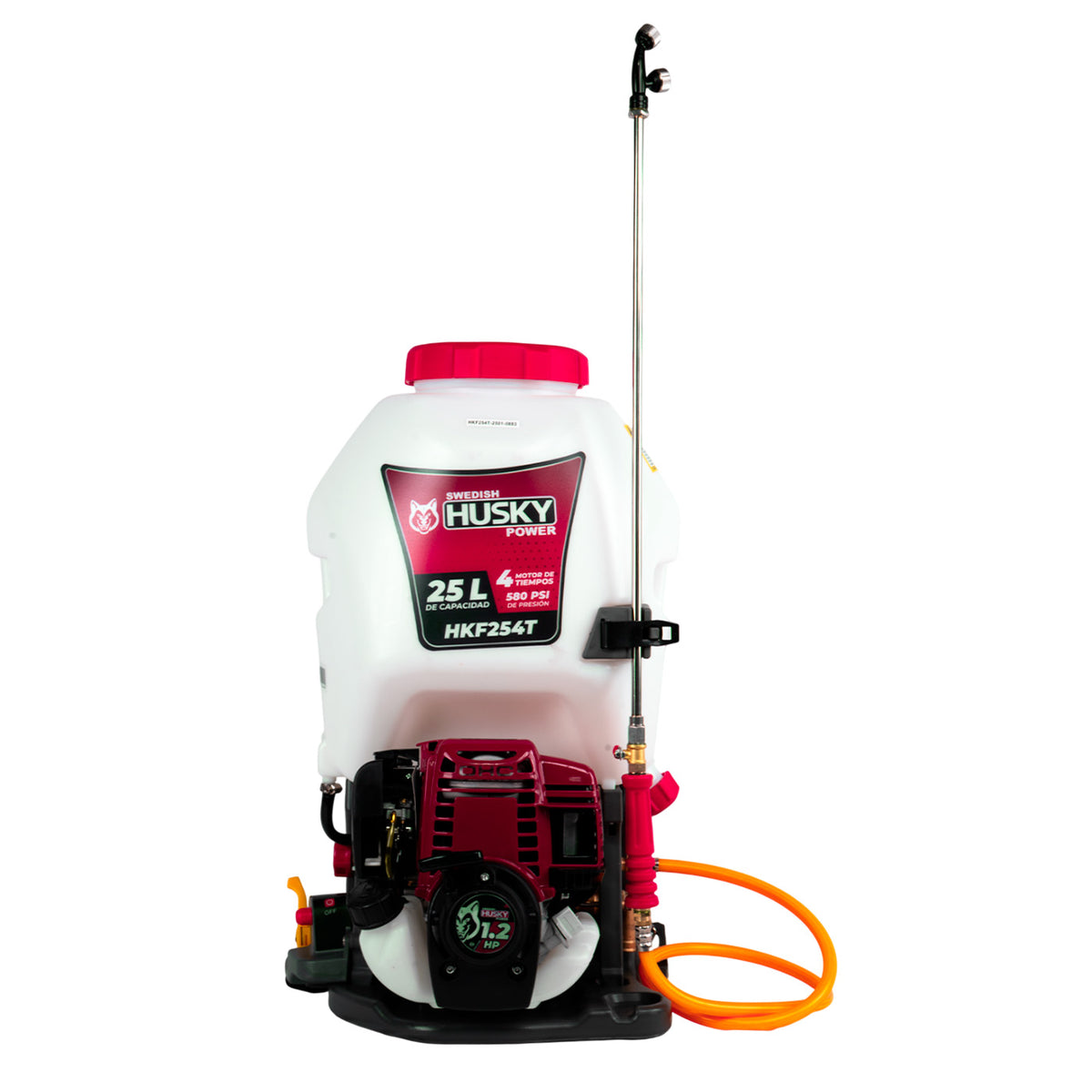 Aspersora Husky Power HKF254T de 25 L y motor 4 tiempos, vista principal.