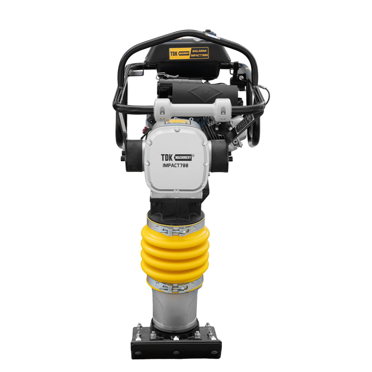 Bailarina compactadora TDK IMPACT700H con motor Honda 5.5 HP, vista frontal.