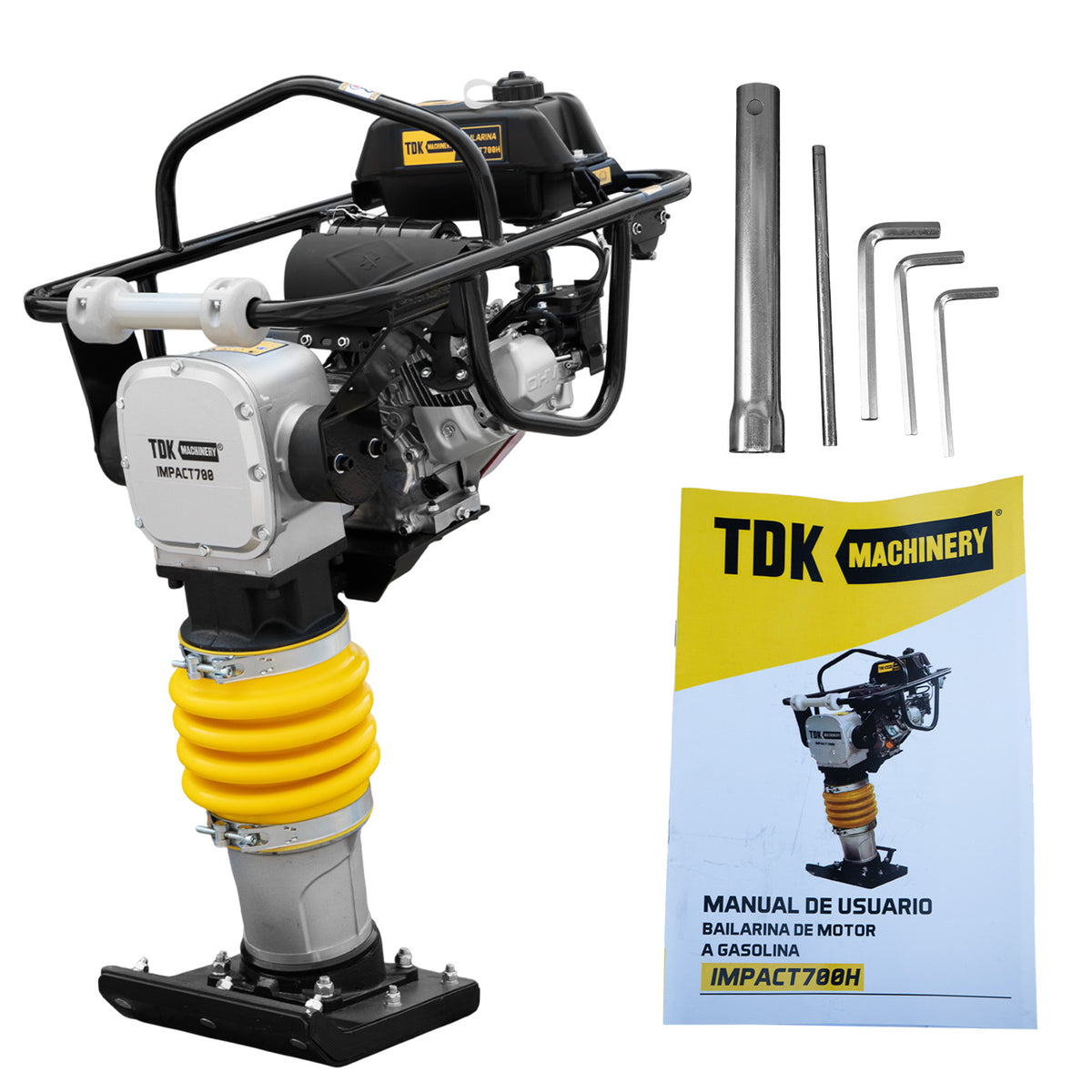 Bailarina compactadora TDK IMPACT700H con motor Honda 5.5 HP, con accesorios y manual.