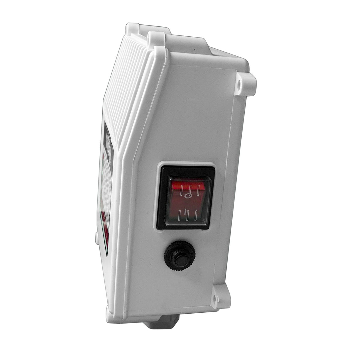 Bomba sumergible Husky Power FLUX100 de 1 HP, controlador eléctrico, vista lateral.