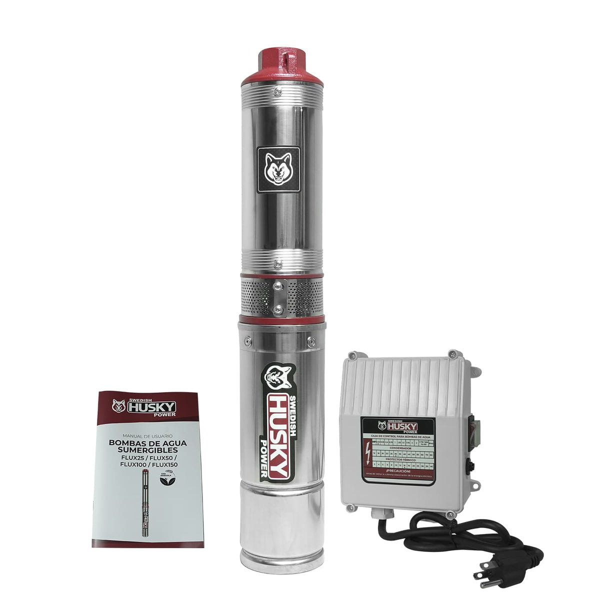 Bomba sumergible Husky Power FLUX25 de 1/4 HP, kit completo.
