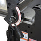 Detalle de la guía y ajuste de la canteadora Swedish Husky Power HKC208