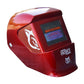Careta electrónica para soldar Husky Power HKC25 color rojo, vista en tres cuartos.