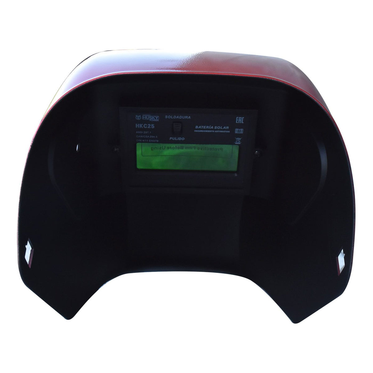 Careta electrónica para soldar Husky Power HKC25 color rojo, vista interior.