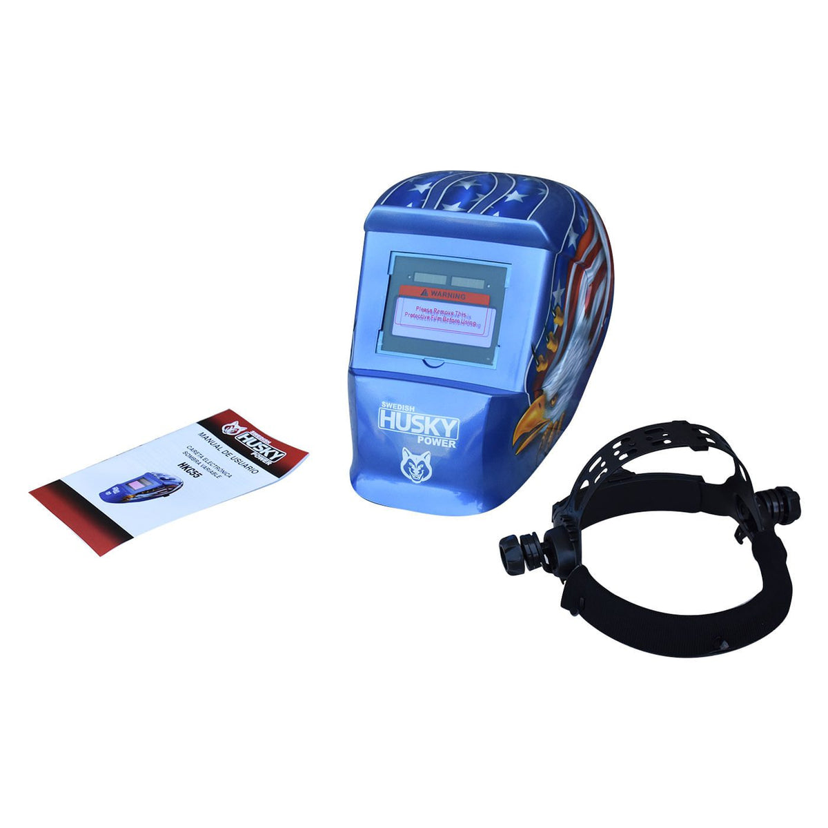 Careta electrónica para soldar Husky Power HKC55 diseño águila, kit completo.
