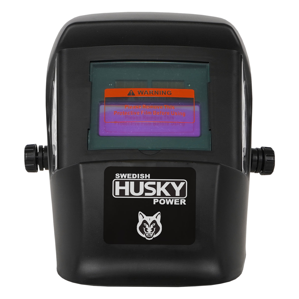 Careta electrónica para soldar Husky Power HKC15 de sombra variable, vista frontal.