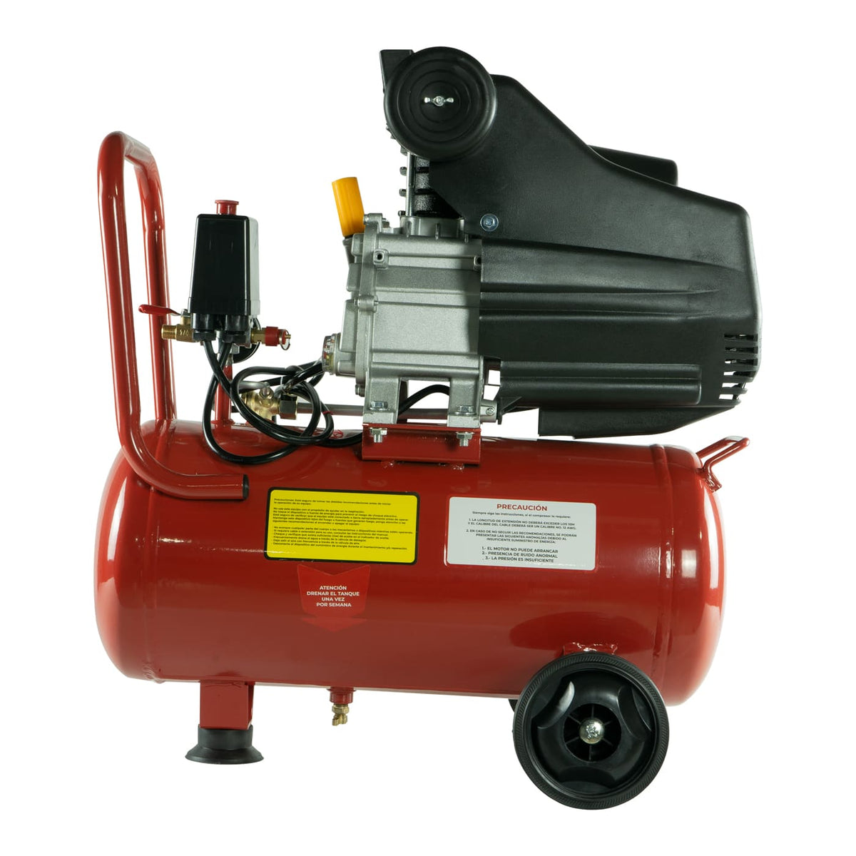 Compresor de aire Husky Power HKC25MP de 25 L y 2.5 HP, vista lateral.