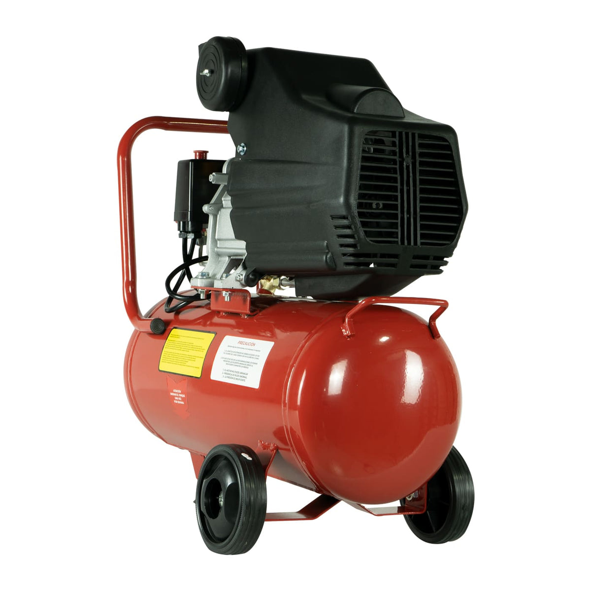 Compresor de aire Husky Power HKC25MP de 25 L y 2.5 HP, vista trasera.
