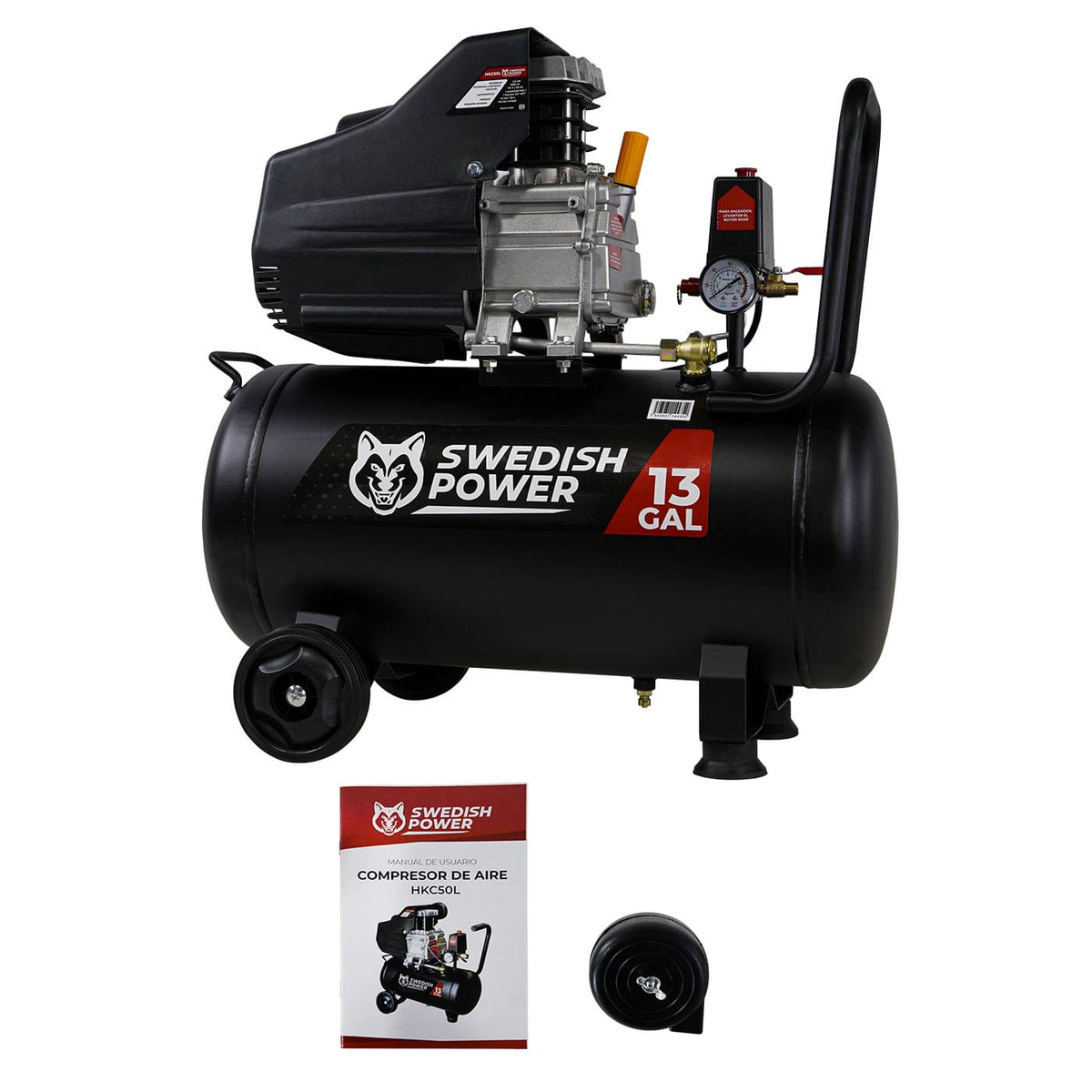 Compresor de aire Husky Power HKC50L de 50 L y 3.5 HP, kit completo.