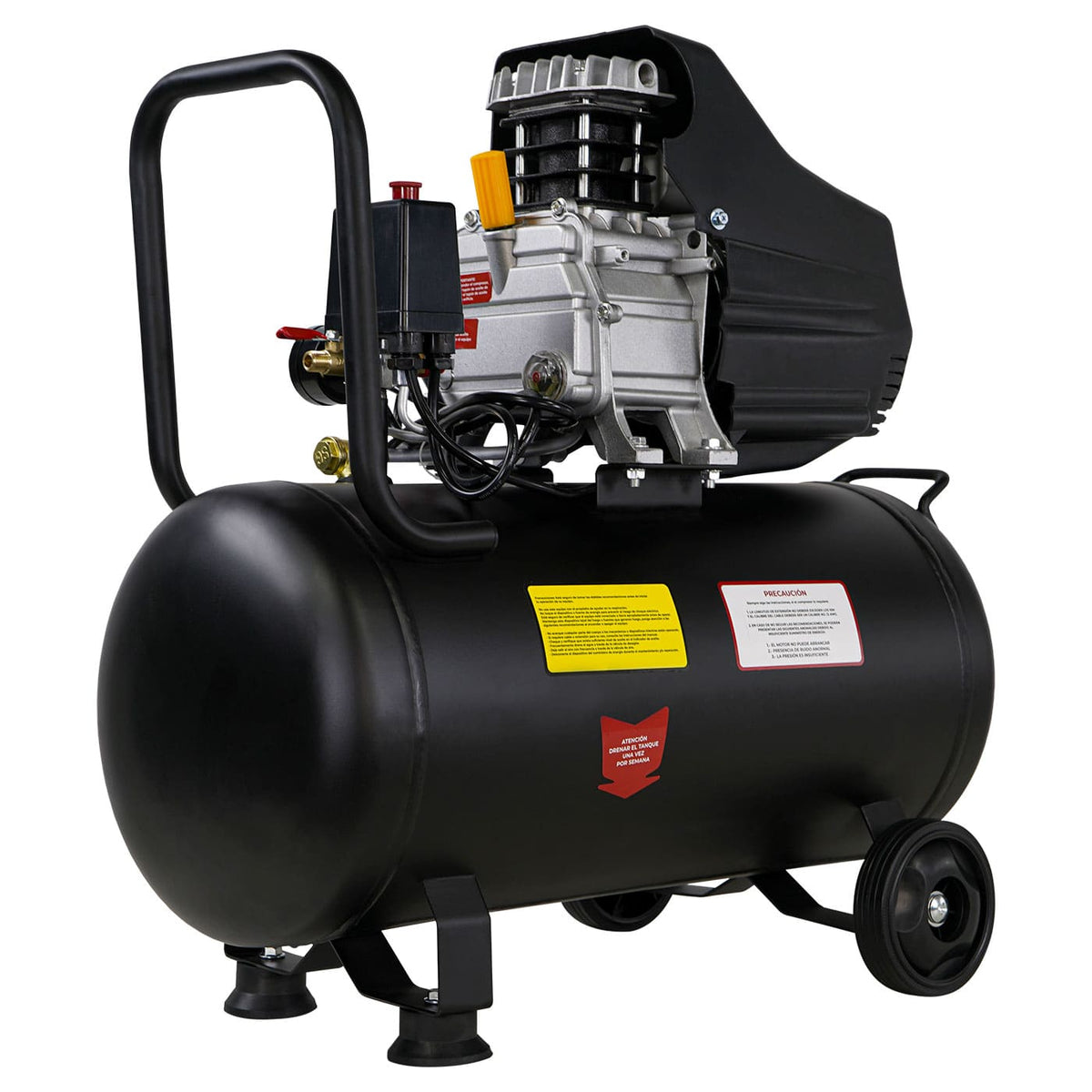 Compresor de aire Husky Power HKC50L de 50 L y 3.5 HP, vista frontal.