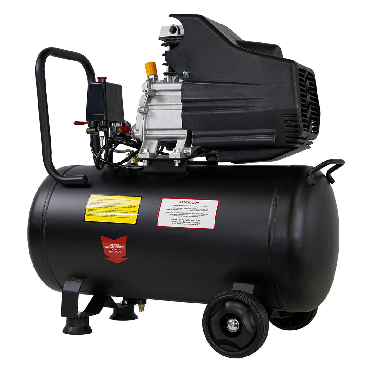 Compresor de aire Husky Power HKC50L de 50 L y 3.5 HP, vista trasera.