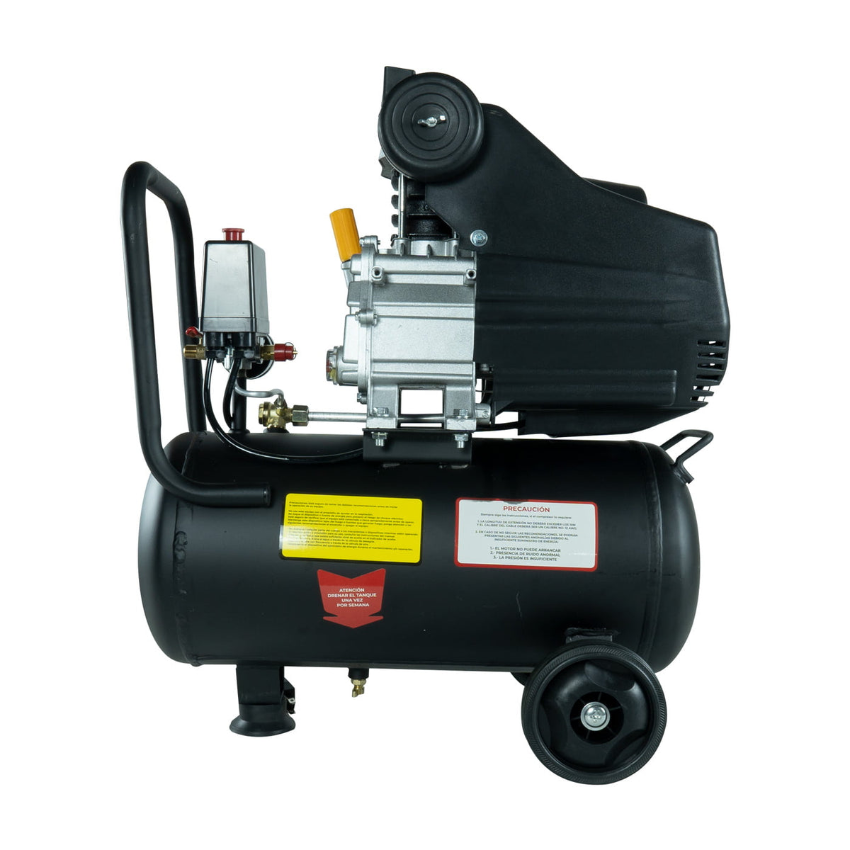 Compresor de aire Husky Power WINDER25 de 25 L y 2.5 HP, vista trasera.