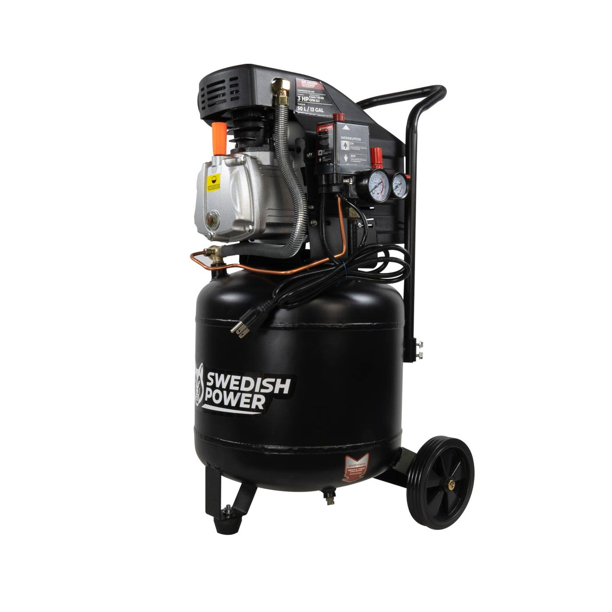 Compresor de aire vertical 50 L Swedish Husky Power HKC50V, vista principal.