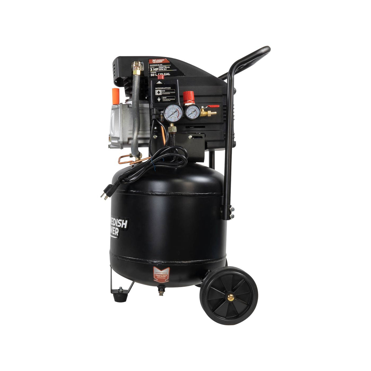 Compresor vertical Swedish Husky Power HKC50V, vista lateral derecha.