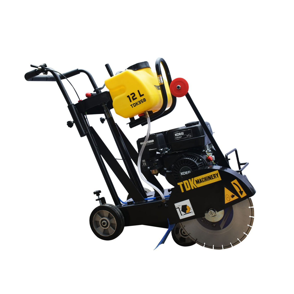 Cortadora de concreto TDK TDK350-KR67 con motor Korei de 6.7 HP, vista principal.
