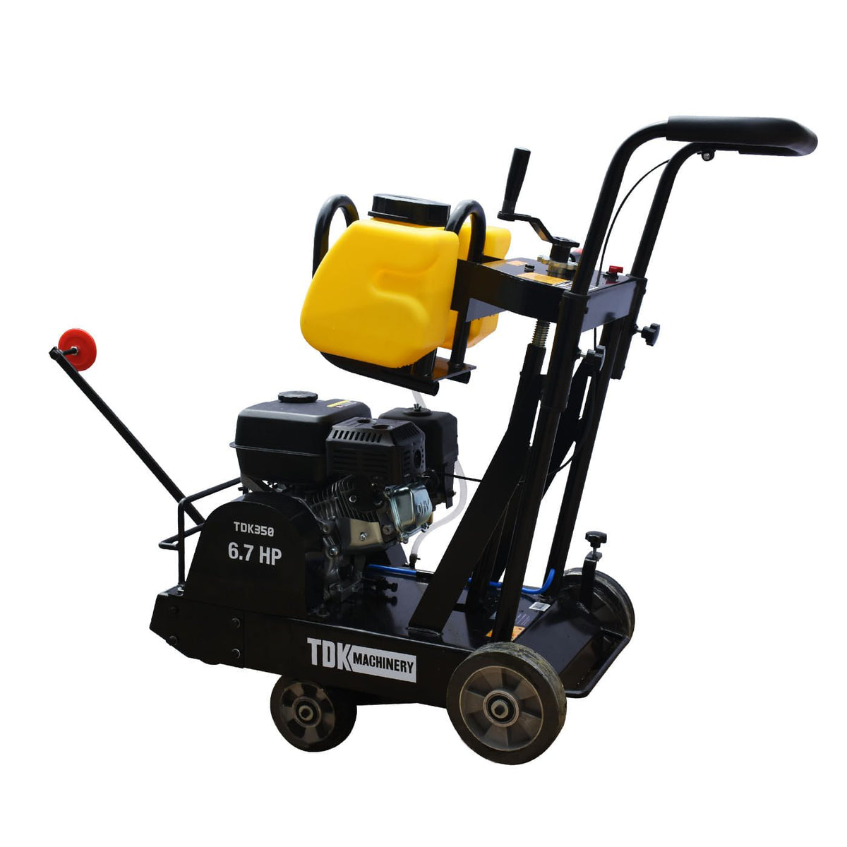 Cortadora de concreto TDK TDK350-KR67 con motor Korei de 6.7 HP, vista lateral.