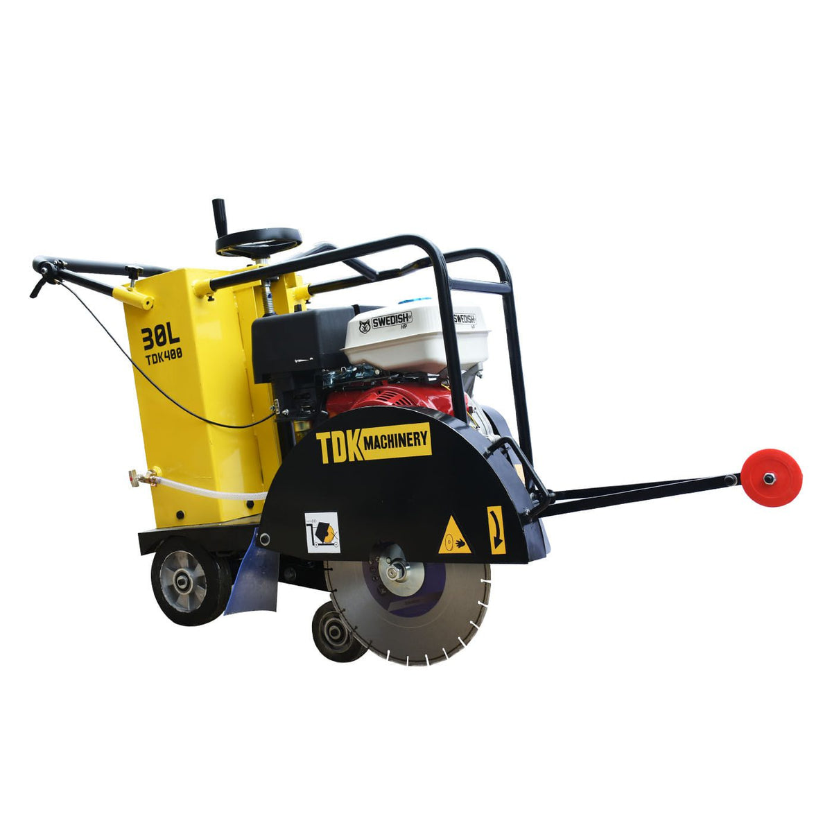 Cortadora de concreto TDK TDK400-HK13 con motor Swedish Husky Power de 13 HP, vista lateral.