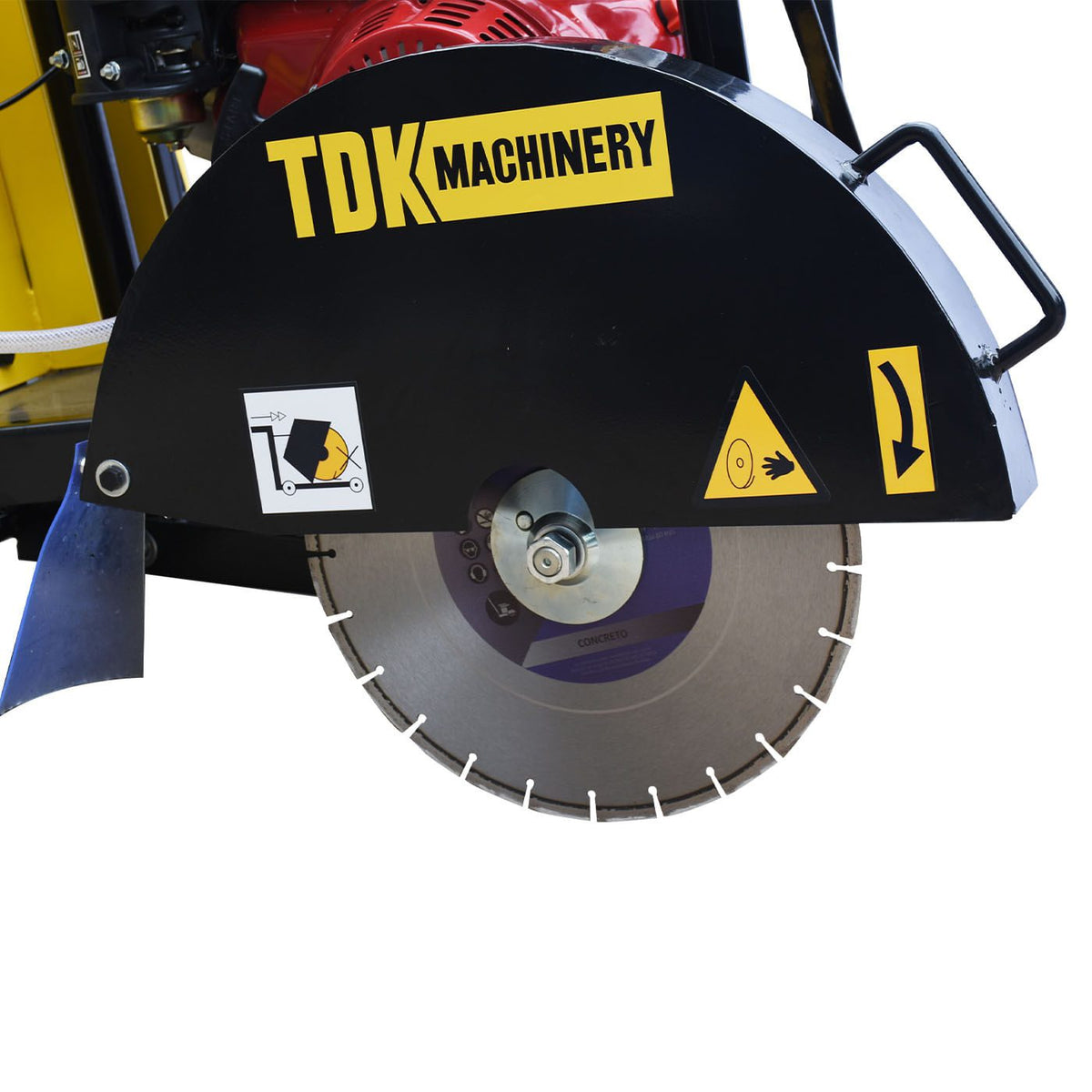 Cortadora de concreto TDK TDK400-HK13 con motor Swedish Husky Power de 13 HP, detalle del disco de corte.