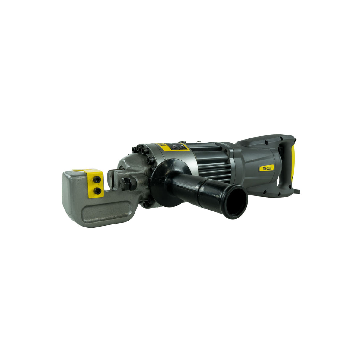 Cortadora de varilla eléctrica TDK REBAR58, vista del cabezal de corte.