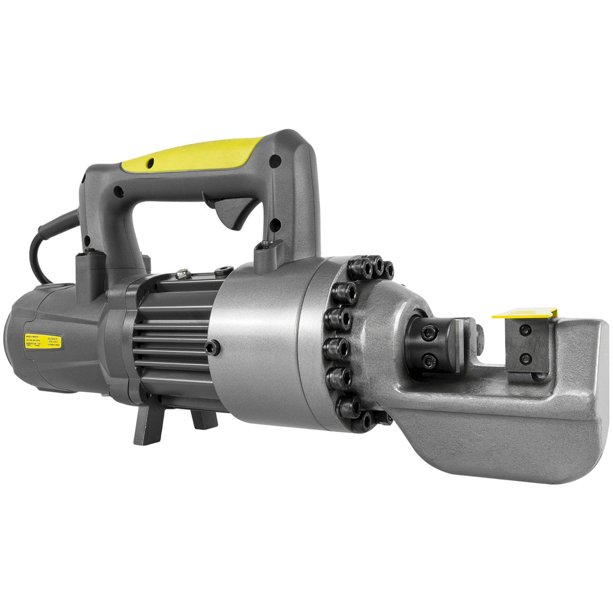 Cortadora eléctrica de varilla TDK REBAR78, vista tres cuartos opuesta.