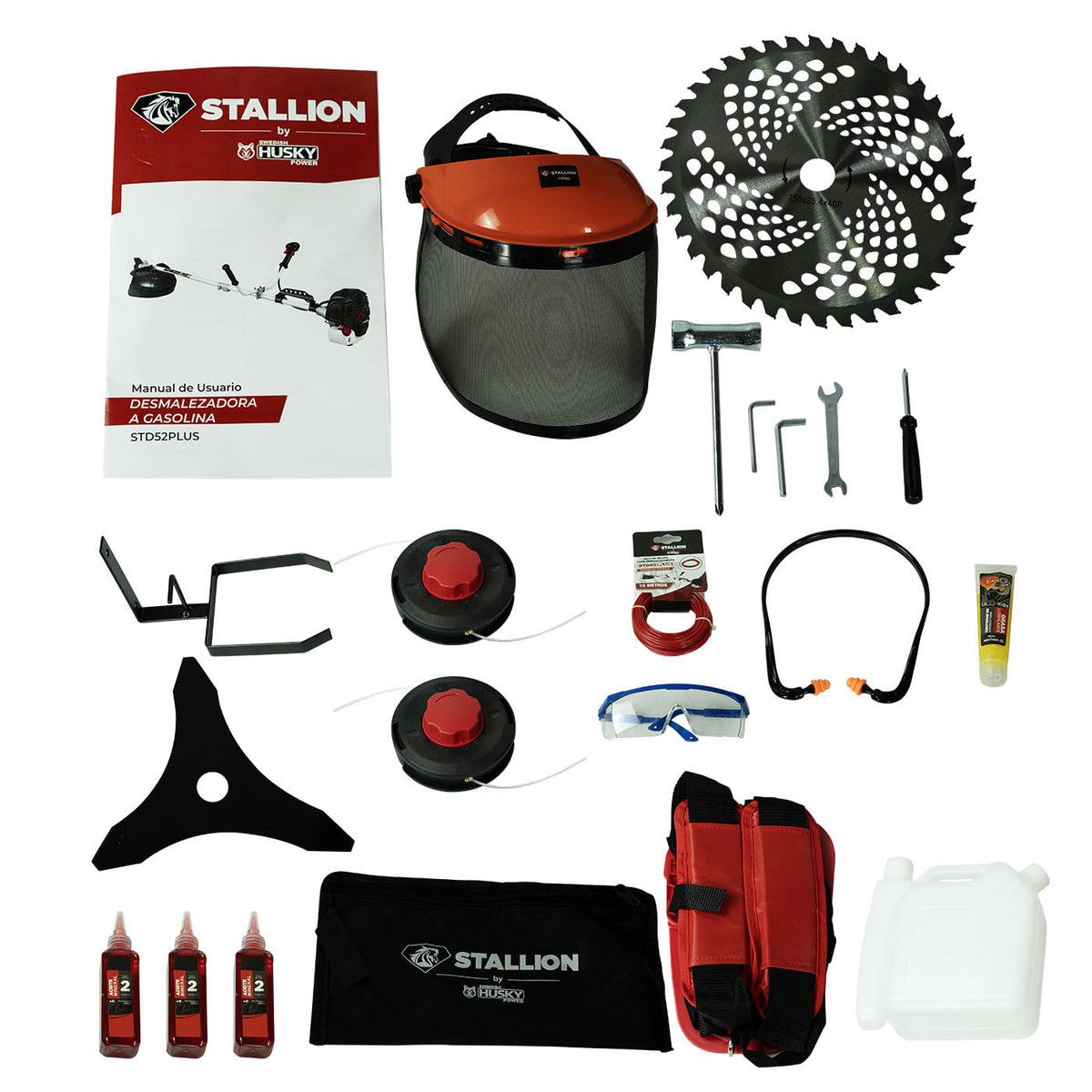 Accesorios incluidos con la desbrozadora Stallion STD52PLUS.
