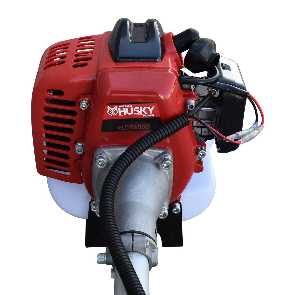 Desmalezadora Husky Power RLD2600D de 26 cc con maneral tipo U, detalle del motor.