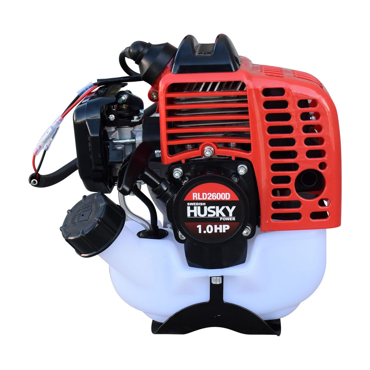 Desmalezadora Husky Power RLD2600D de 26 cc con maneral tipo U, detalle del motor.