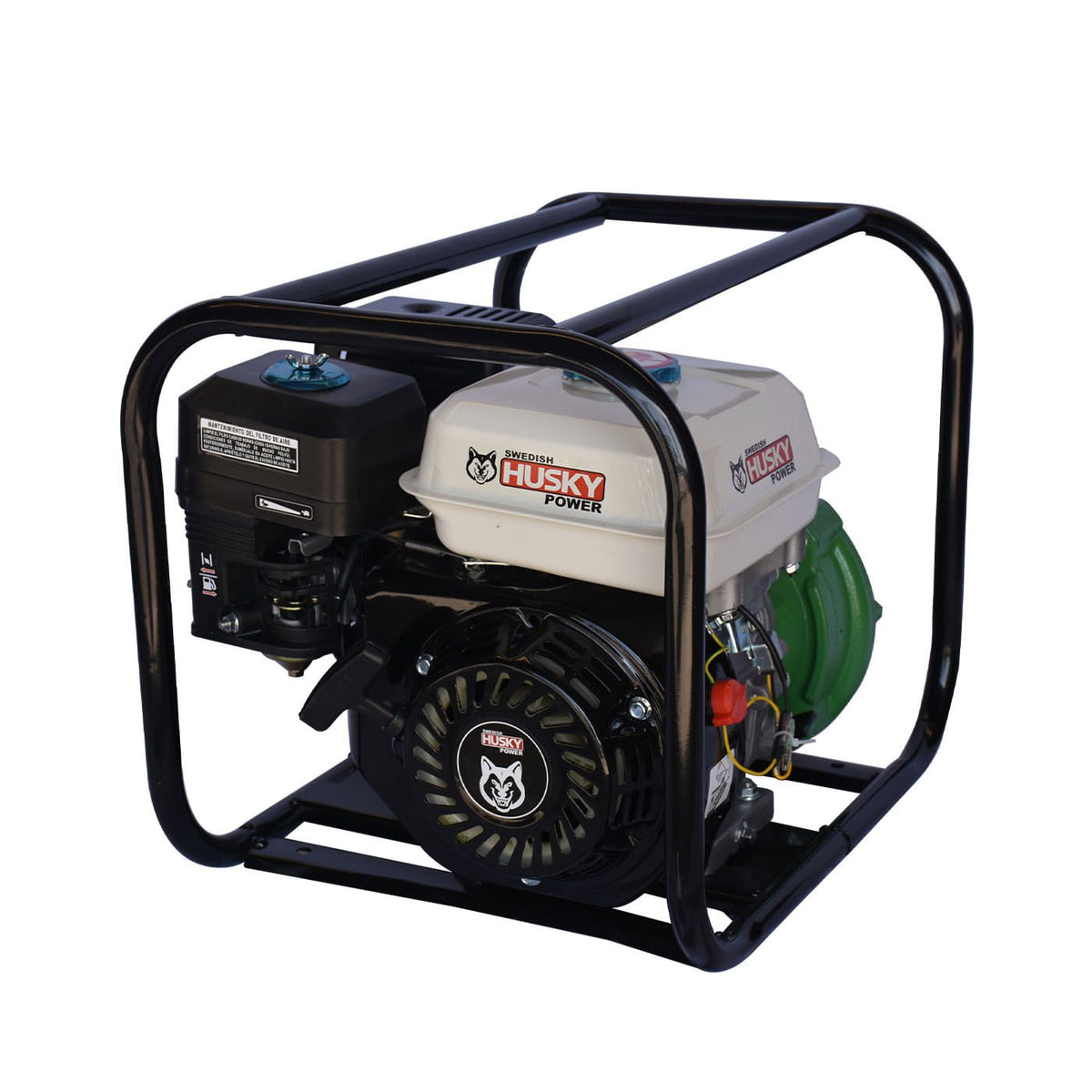 Equipo de riego Husky Power HKB2270F 2 x 2 pulgadas con motor 7 HP, vista en tres cuartos.