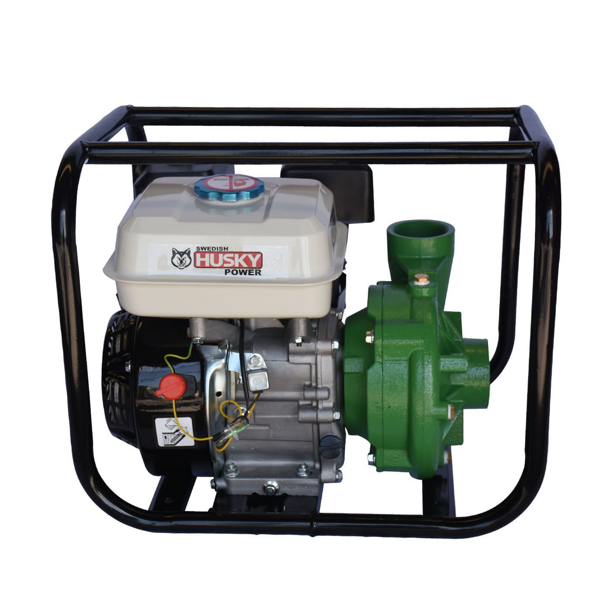 Equipo de riego Husky Power HKB2270F 2 x 2 pulgadas con motor 7 HP, vista frontal.