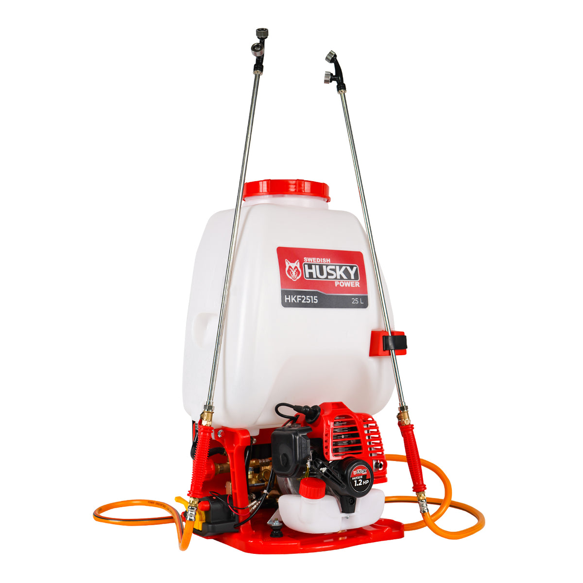 Fumigadora aspersora Husky Power HKF2515 de 25 L y 26 cc, vista lateral.
