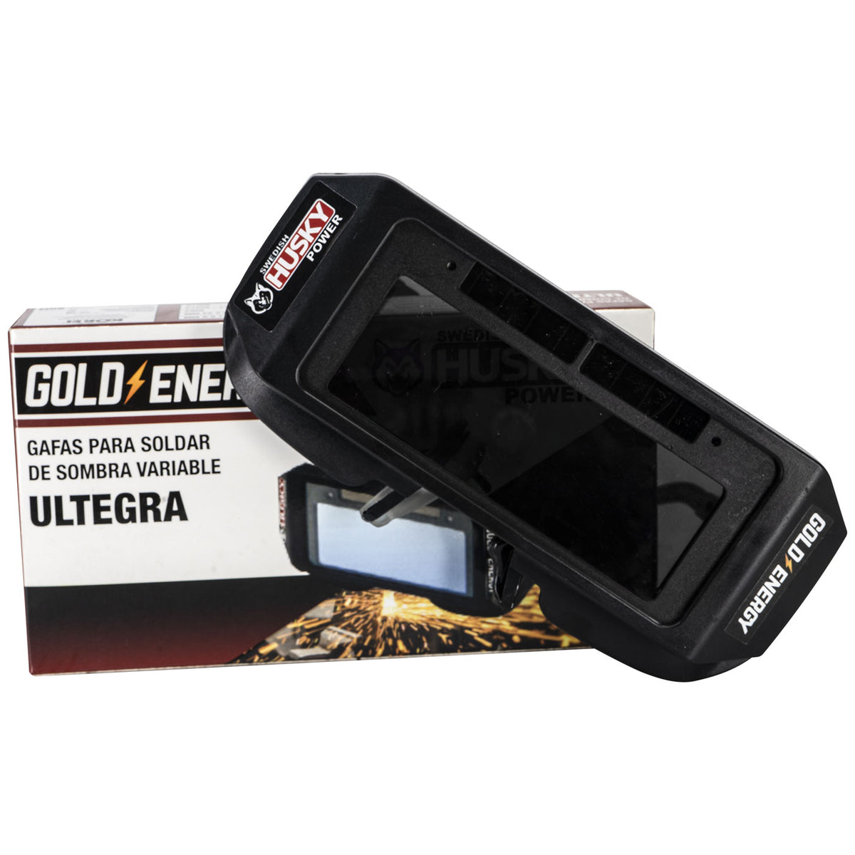 Gafa electrónica para soldar Swedish Husky Power ULTEGRA de sombra variable, presentación y empaque.