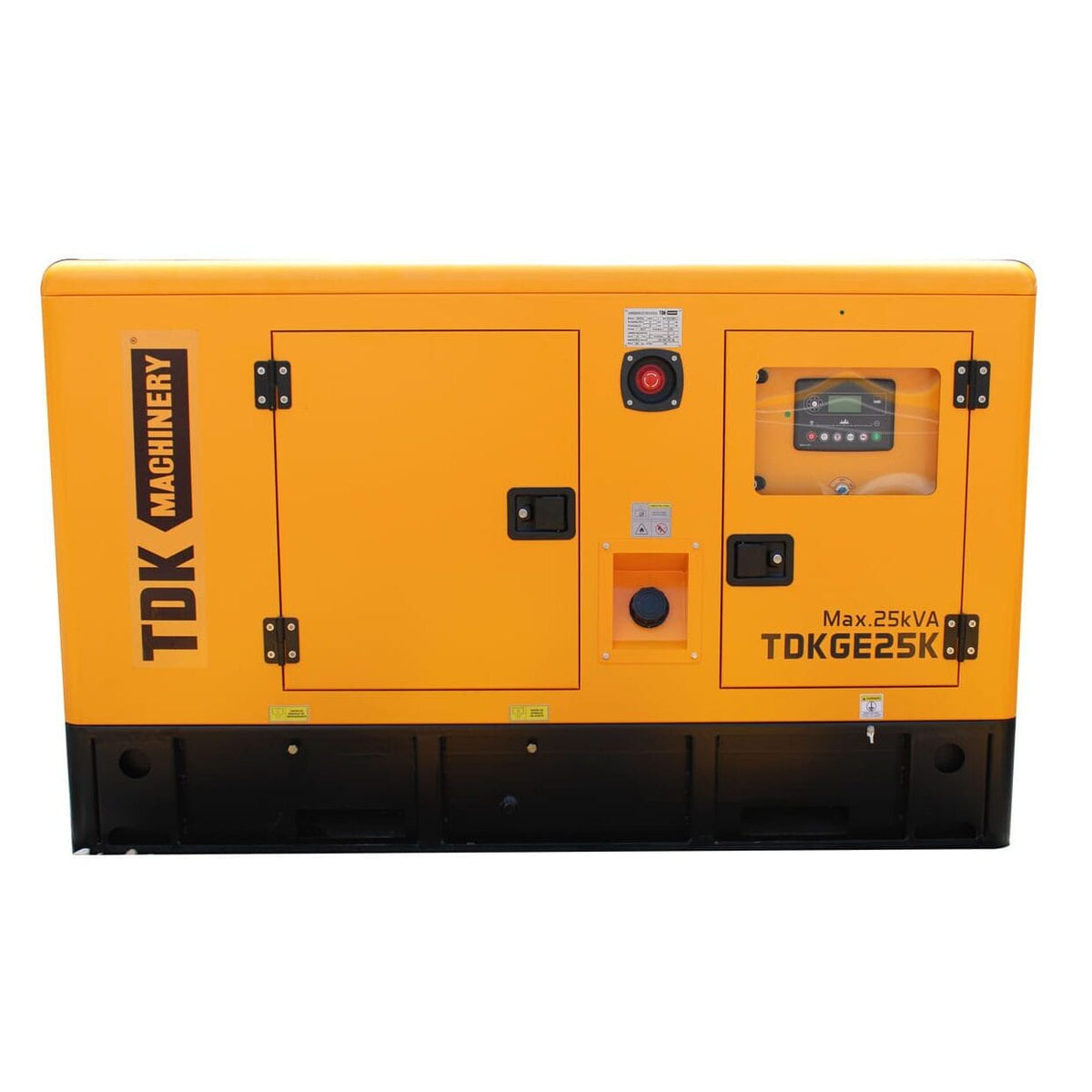 Generador estacionario TDK TDKGE25K 20 kW / 25 kVA, vista frontal.