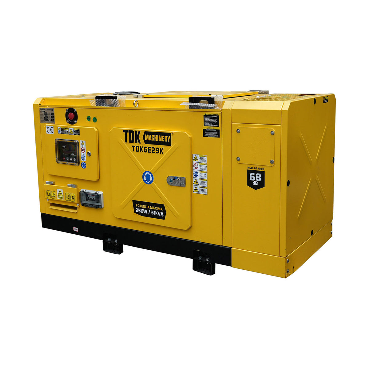 Generador estacionario TDK TDKGE29K, vista tres cuartos frontal.