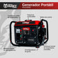 Generador portátil Husky Power HKG1000B de 750 a 900 W, infografía de características.