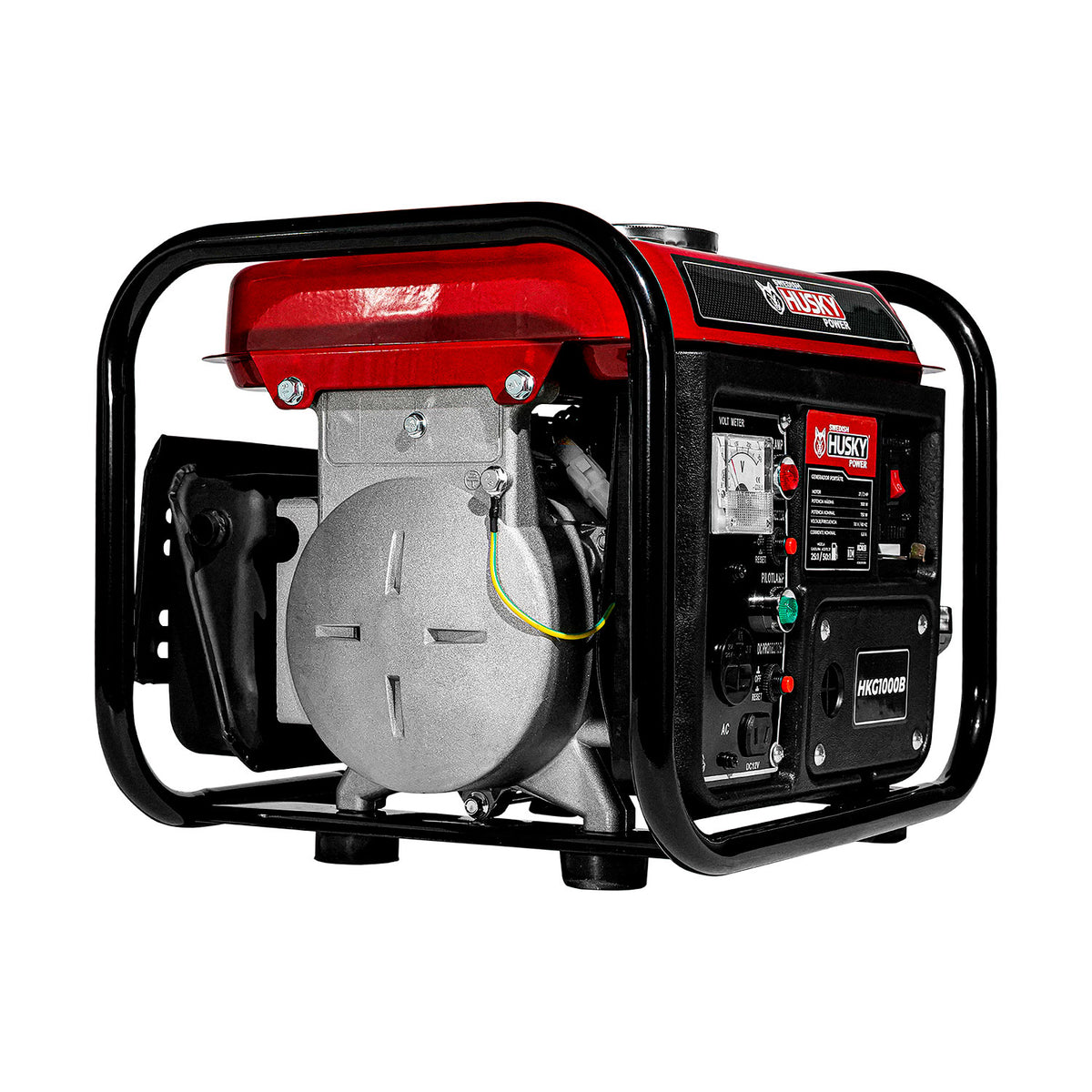 Generador portátil Husky Power HKG1000B de 750 a 900 W, vista opuesta.