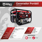 Generador portátil Husky Power HKG3100 a gasolina 2.8–3 kW, infografía de especificaciones.