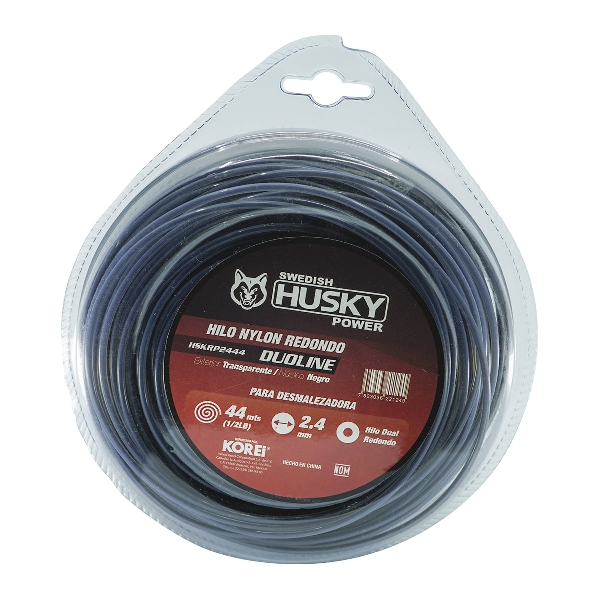 Hilo redondo con polímero Husky Power HSKRP2444 2.4 mm x 44 m, vista principal.