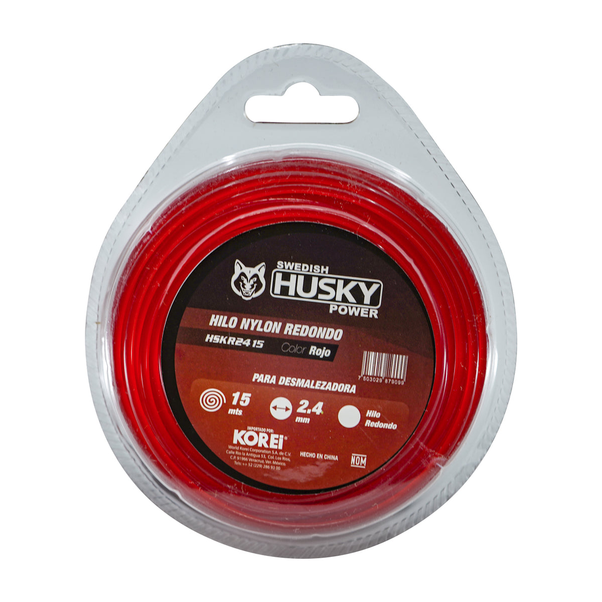 Hilo redondo rojo Husky Power HSKR2415 2.4 mm x 15 m, vista principal.