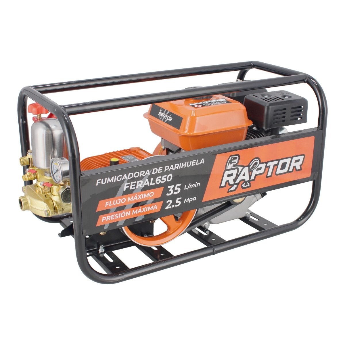 Fumigadora Parihuela De Pistones Con Motor RAPTOR 6.5 hp Con Base Y 2 Mangueras De 50 cm  RAPTOR- FERAL650
